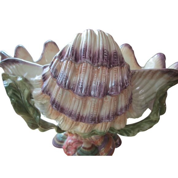 Vintage Fitz & Floyd Oceana Shell Centerpiece Bowl Y2K Retired GUC Small Chips - Picture 13 of 16
